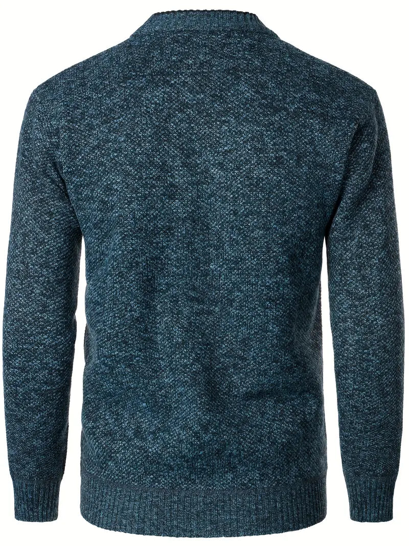 Herren Strickpullover Knopfleiste Taschen Langarm gefütterter Innenraum bequem