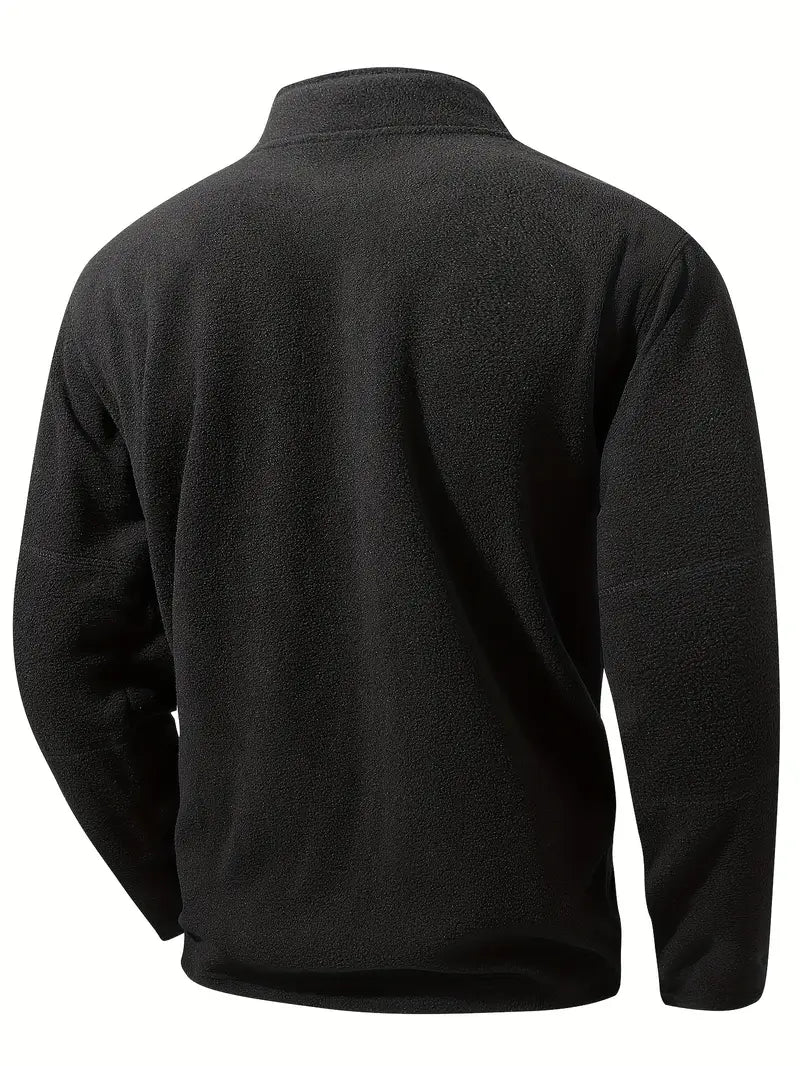 Herren Fleece Sweatjacke Halber Reißverschluss Stehkragen warm bequem