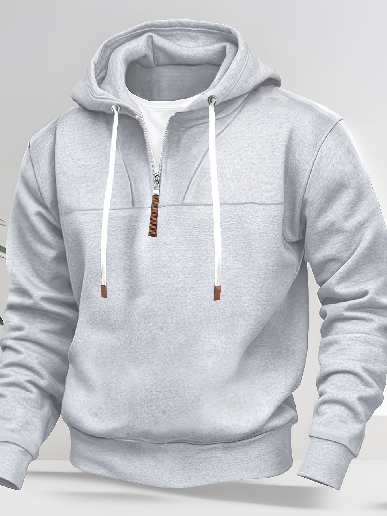 Herren Kapuzenpullover Cape Stil halber Reißverschluss locker geschnitten bequem