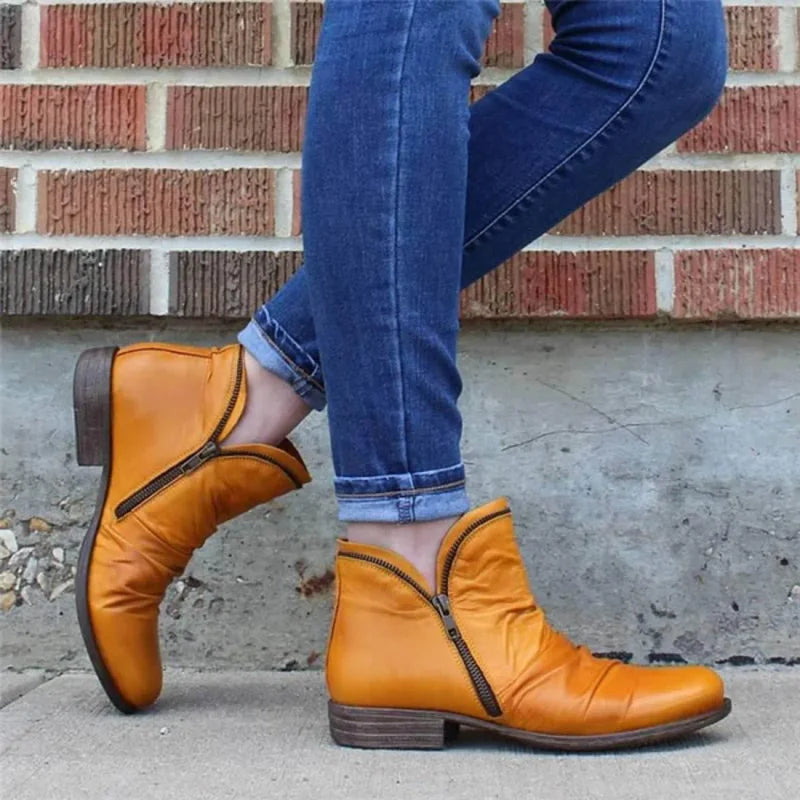 Damen Stiefeletten orthopädischer Reißverschluss rutschfest flexibel, bequem