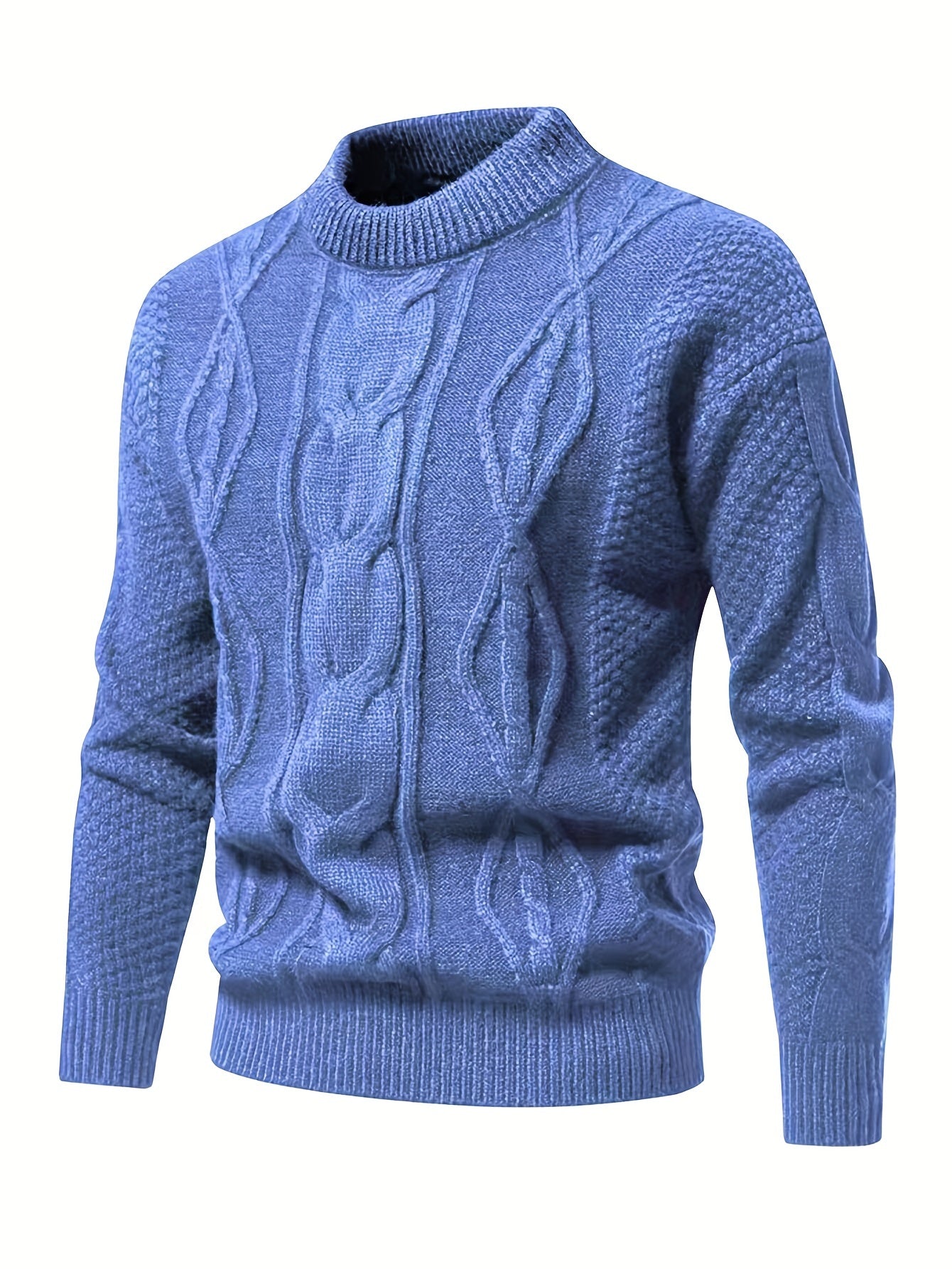 Herren Strickpullover Zopfstrick Langarm bequeme warme atmungsaktive normale Passform
