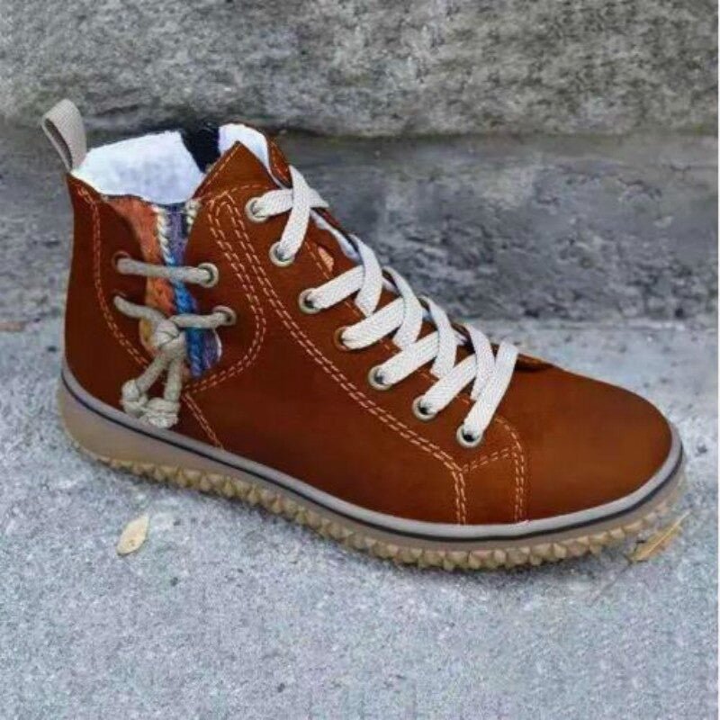 Damen Hochstiefel blau gefüttert Fleece rutschfest Schnürung knöchelhoch warm Alltag Winter Schuhe