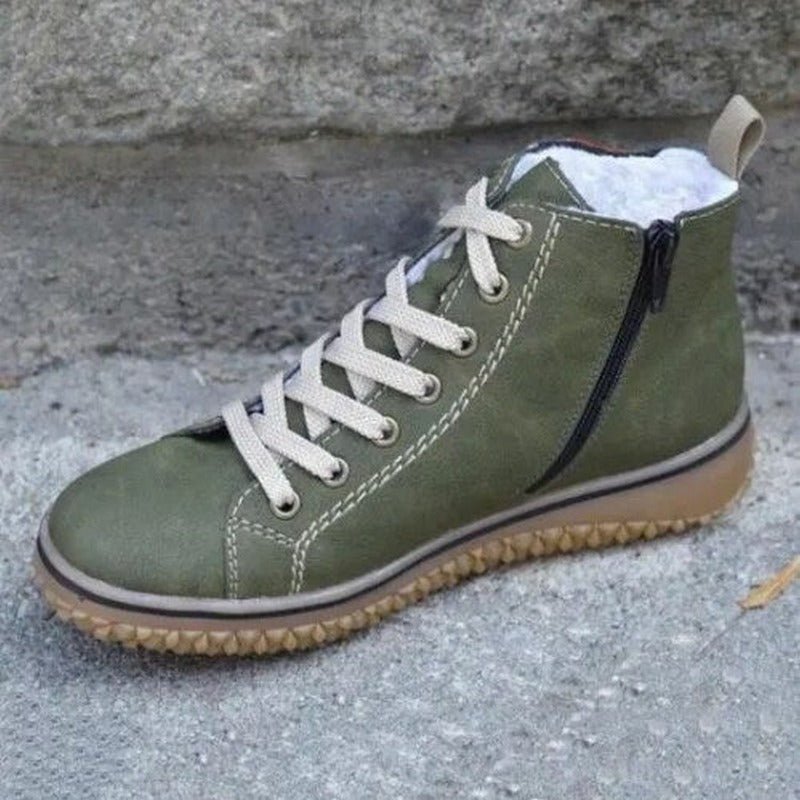 Damen Hochstiefel blau gefüttert Fleece rutschfest Schnürung knöchelhoch warm Alltag Winter Schuhe
