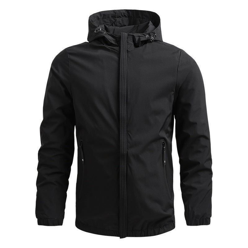 Herren Jacke Regular Fit Leicht Kapuze Reißverschluss Elastische Bündchen Casual Alltag Outdoor