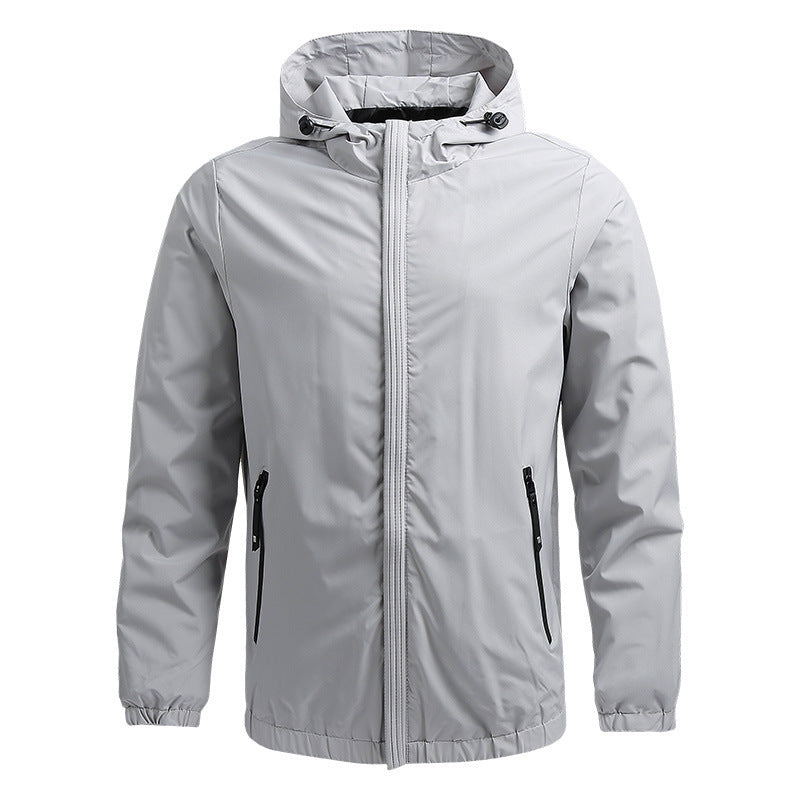 Wasserdichte Outdoorjacke mit Kapuze und Reißverschluss, atmungsaktiv, funktional  Beschreibung: