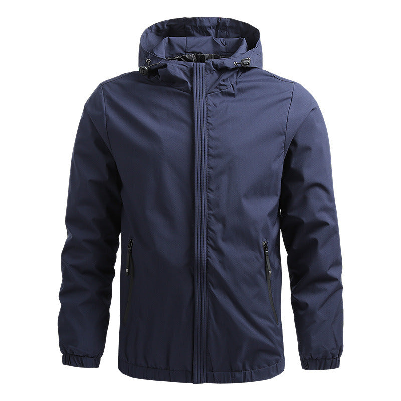 Herren Jacke Regular Fit Leicht Kapuze Reißverschluss Elastische Bündchen Casual Alltag Outdoor