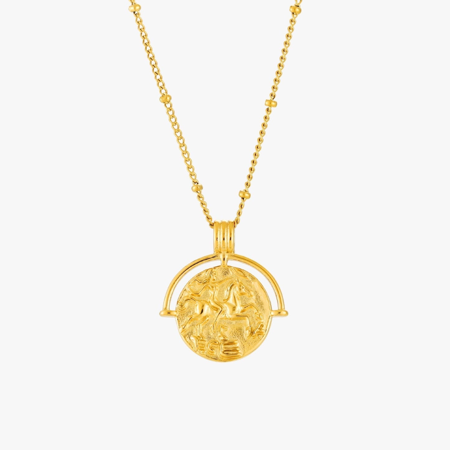 Damen Halskette Gold Medaillon Anhänger Antikes Motiv Edelstahl wasserfest Vintage Schmuck