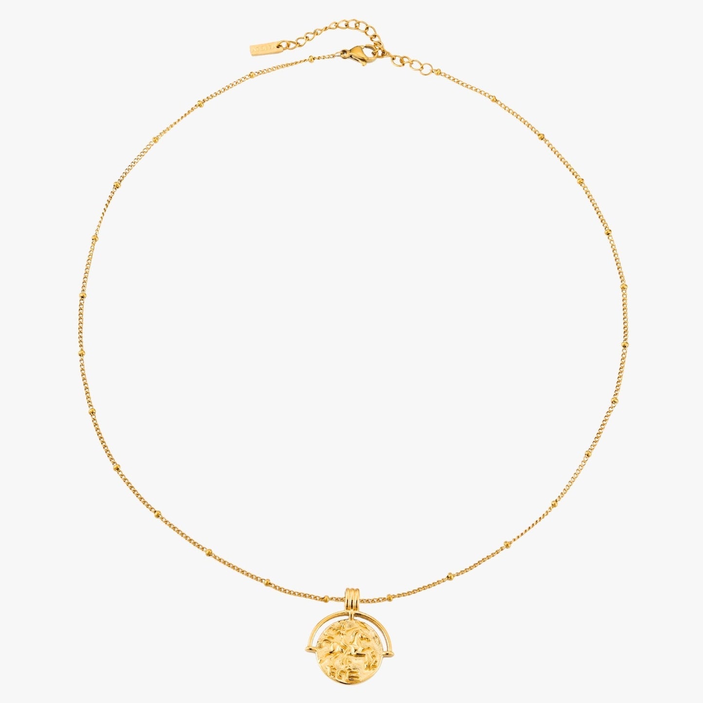 Damen Halskette Gold Medaillon Anhänger Antikes Motiv Edelstahl wasserfest Vintage Schmuck