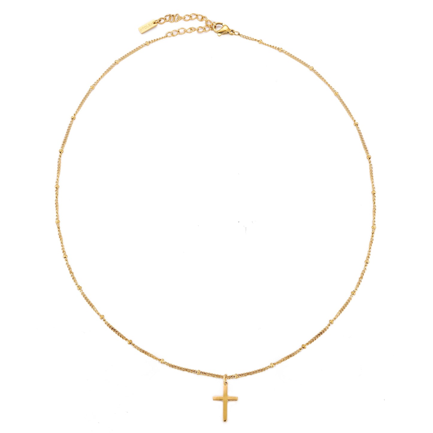 Damen Kreuz Halskette Gold Anhänger verstellbar wasserfest hypoallergen Kugelkette Edelstahl