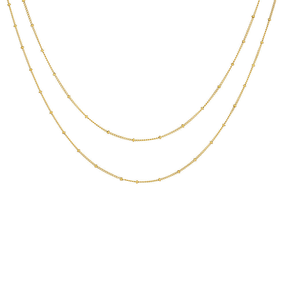 Damen Halskette Gold doppellagig verstellbar Edelstahl wasserfest Layering Kette