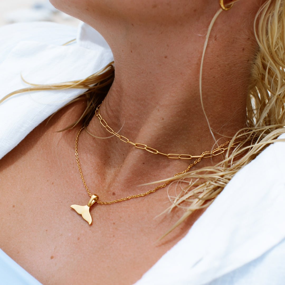 Damen Paperclip Choker Gold, Gliederkette 3 mm, verstellbar, wasserfest, hypoallergen, Halskette