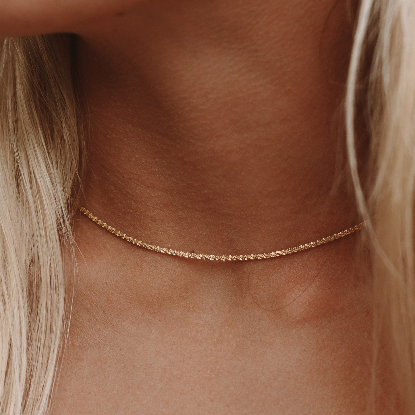 Damen Gliederkette Gold, filigrane Halskette, verstellbar, wasserfest, hypoallergen, Edelstahl Kette