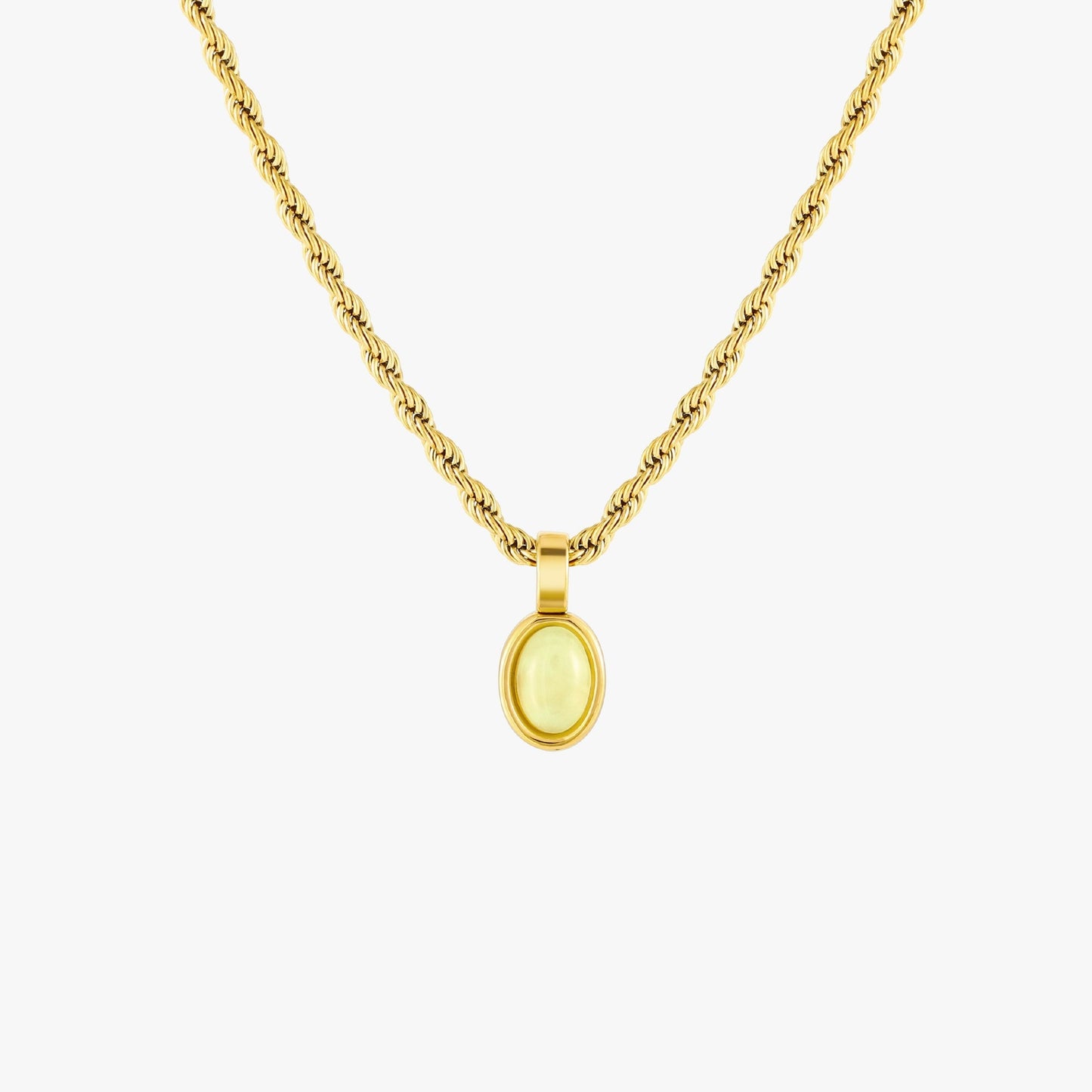 Damen Halskette Gold mit Aventurin Anhänger, grüne Naturstein Kette, verstellbar, wasserfest, hypoallergen