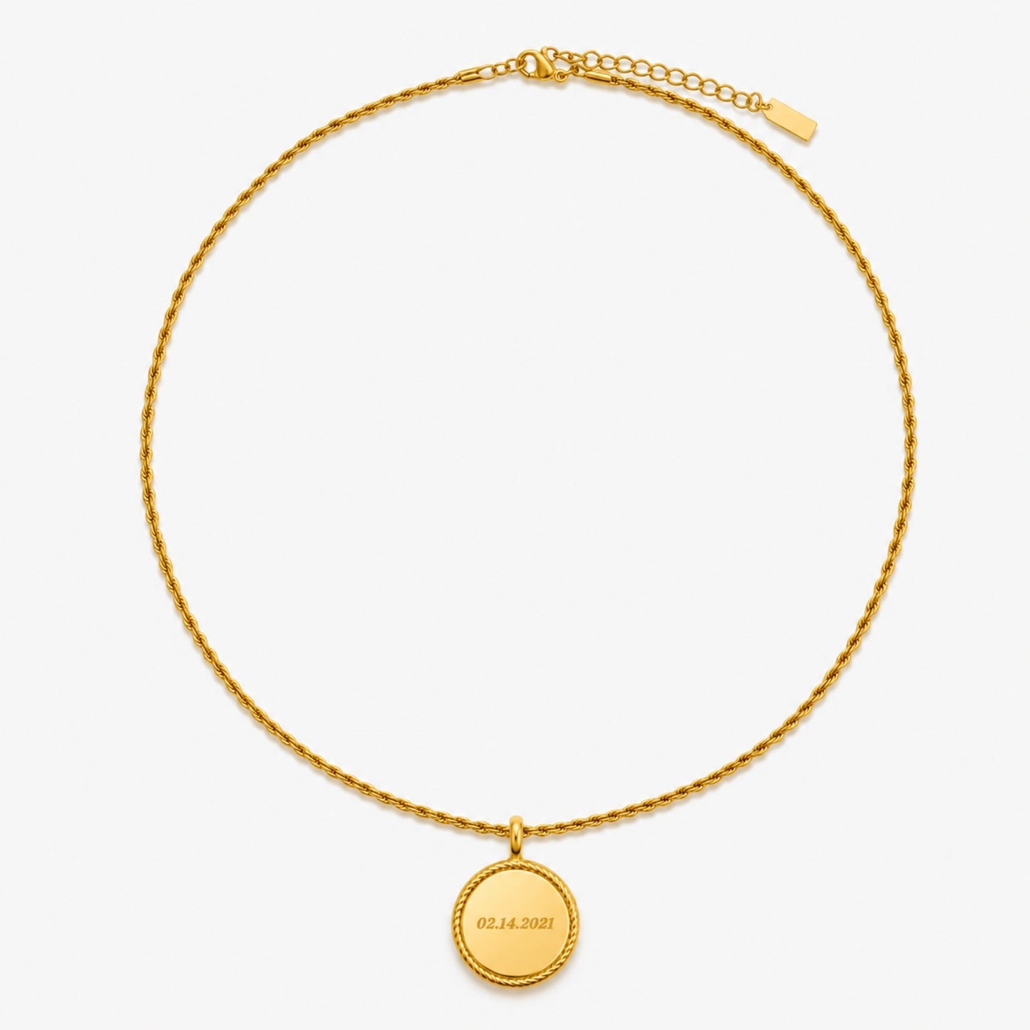 Damen Halskette Gold mit Gravur Anhänger personalisierbar Edelstahl wasserfest Vintage Design