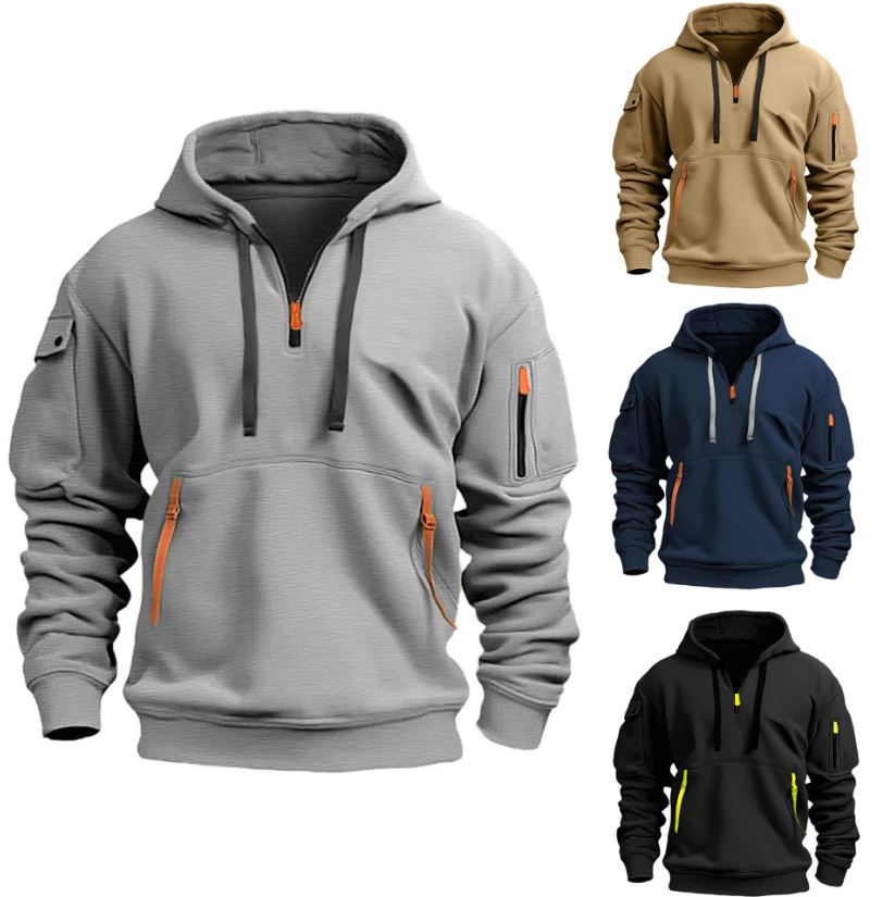 Herren Hoodie Kapuzenpullover Langarm locker bequem vielseitig