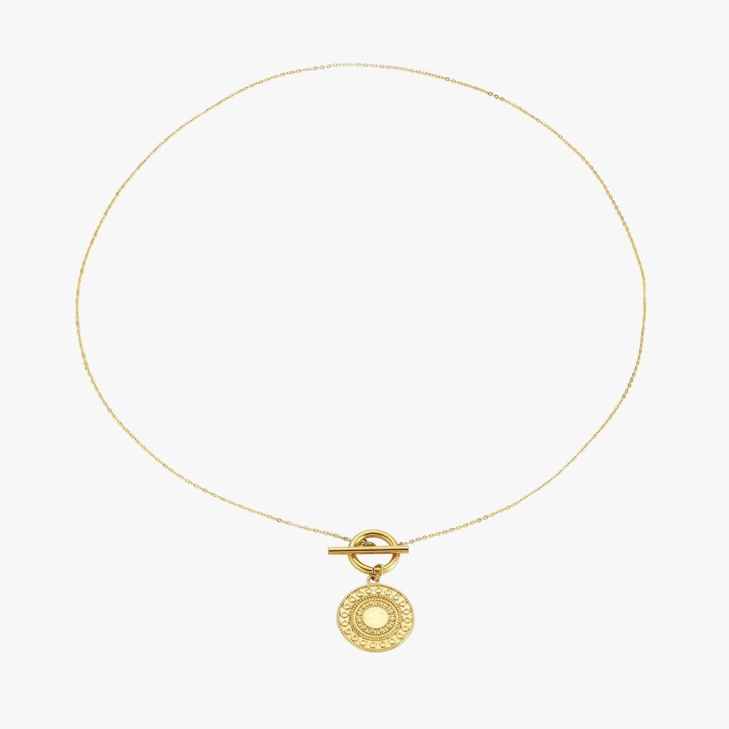 Damen Halskette Gold Münzanhänger Sonne Edelstahl Wasserfest Hypoallergen Retro Design