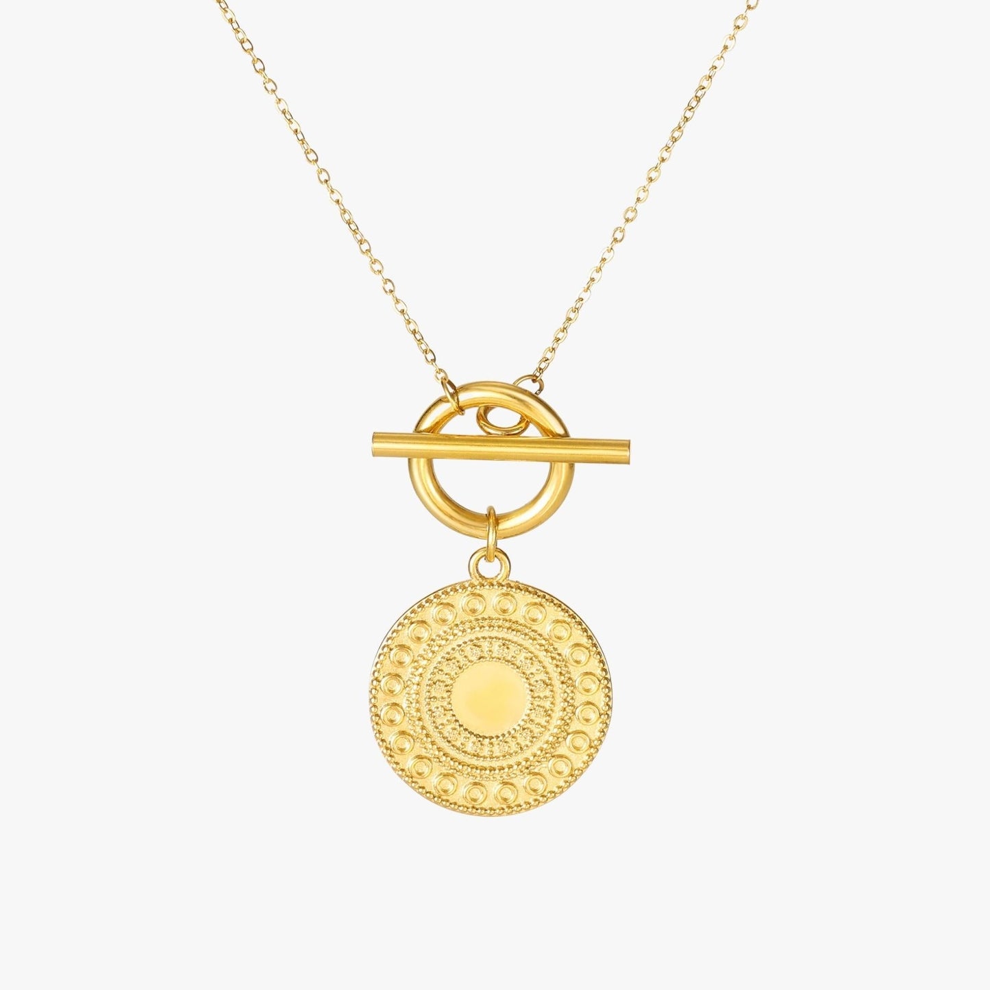 Damen Halskette Gold Münzanhänger Sonne Edelstahl Wasserfest Hypoallergen Retro Design