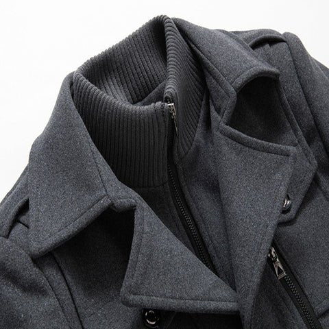 Herren Mantel Regular Fit Zweiteilig Warm Gefüttert Winddicht Elegant Alltag Business Winter