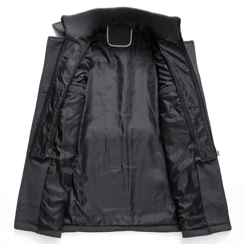Herren Mantel Regular Fit Zweiteilig Warm Gefüttert Winddicht Elegant Alltag Business Winter