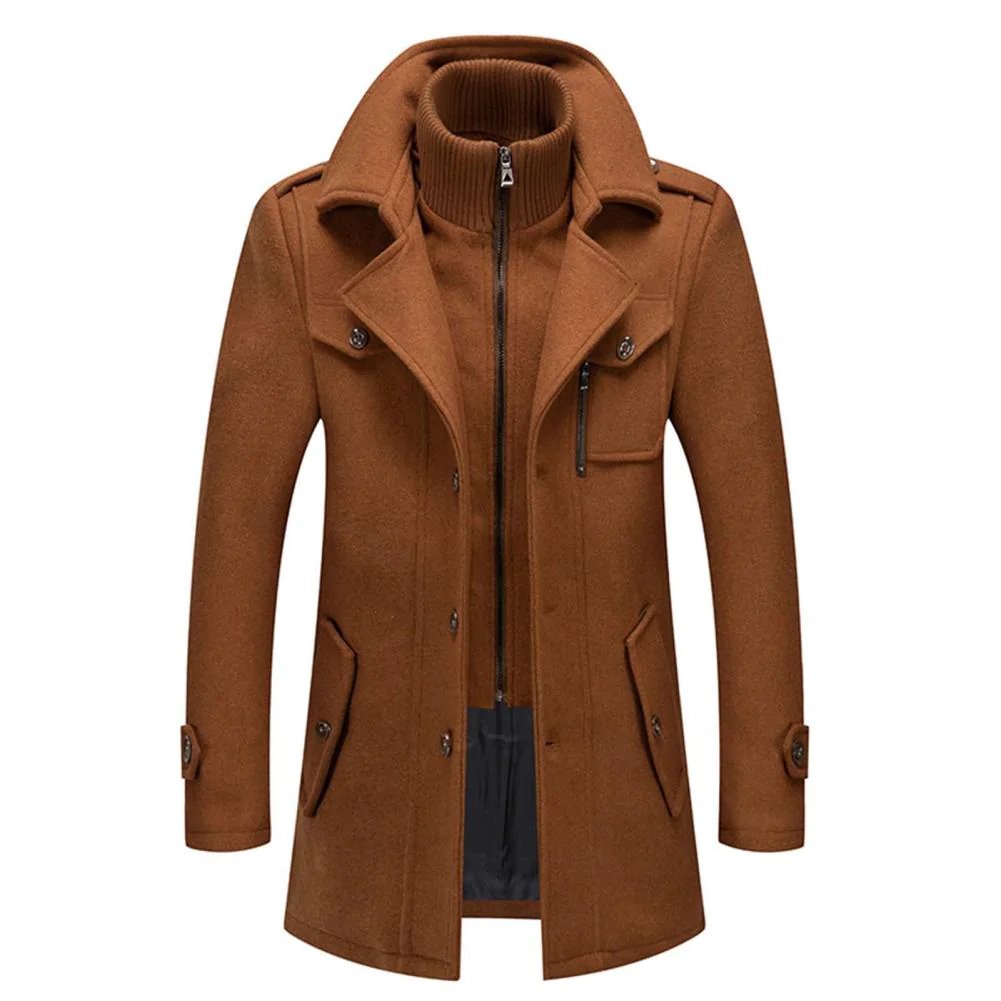 Herren Mantel Regular Fit Zweiteilig Warm Gefüttert Winddicht Elegant Alltag Business Winter