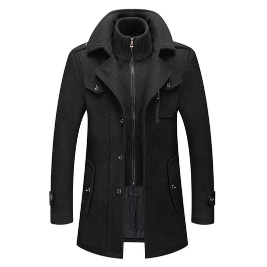 Herren Mantel Regular Fit Zweiteilig Warm Gefüttert Winddicht Elegant Alltag Business Winter