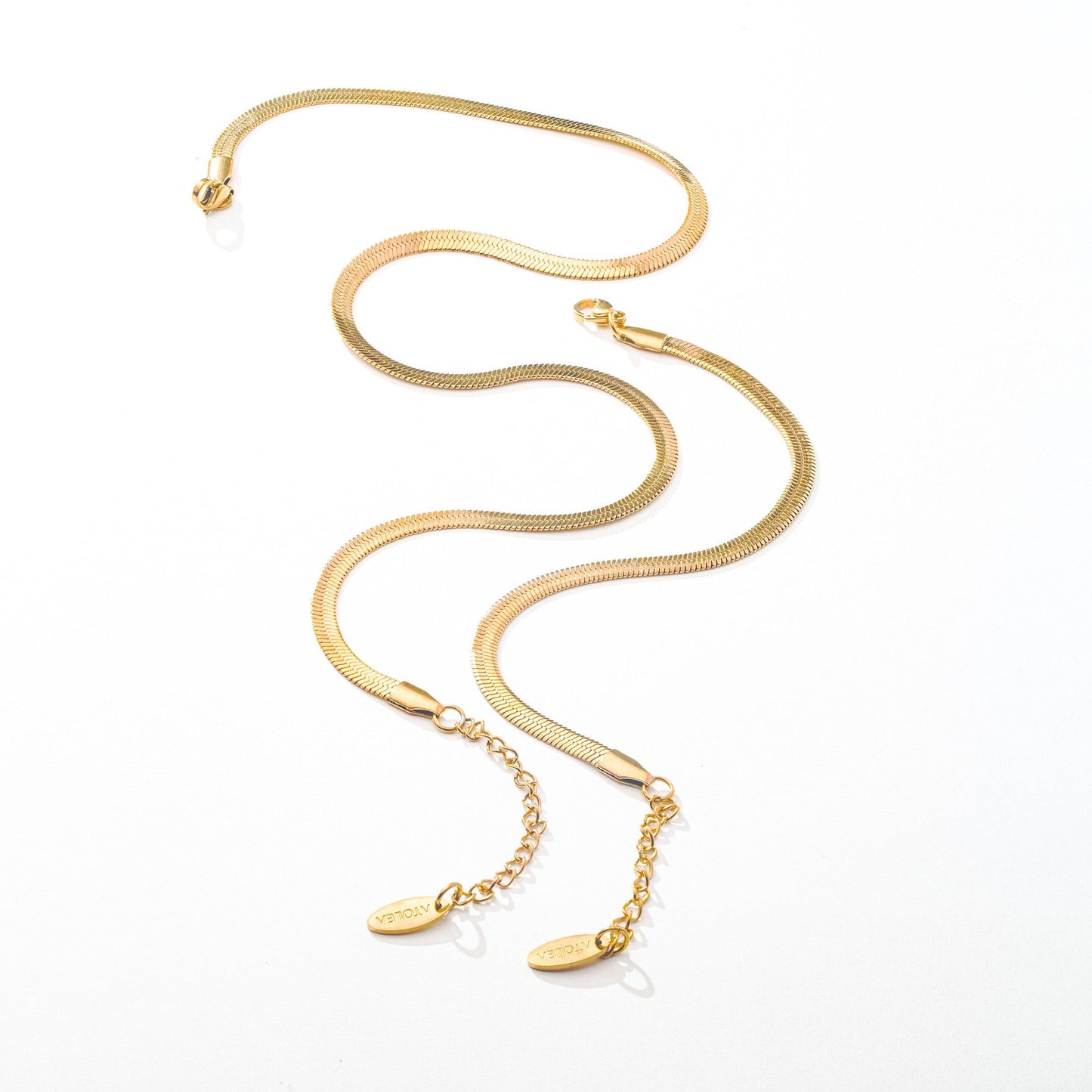 Damen Halsketten und Armband Set Gold Herringbone 2-teilig wasserfest hypoallergen Edelstahl vergoldet