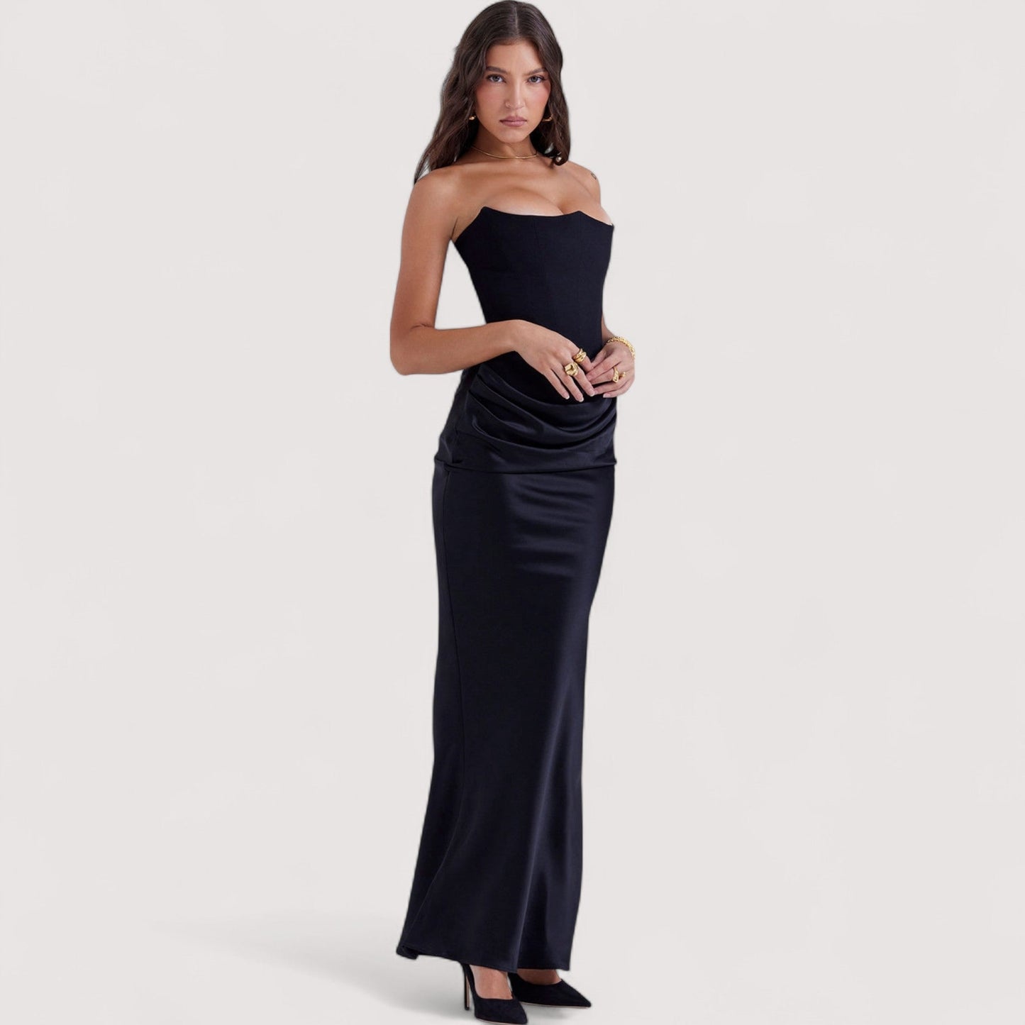 Damen Korsettkleid schulterfrei figurbetont elegant tailliert
