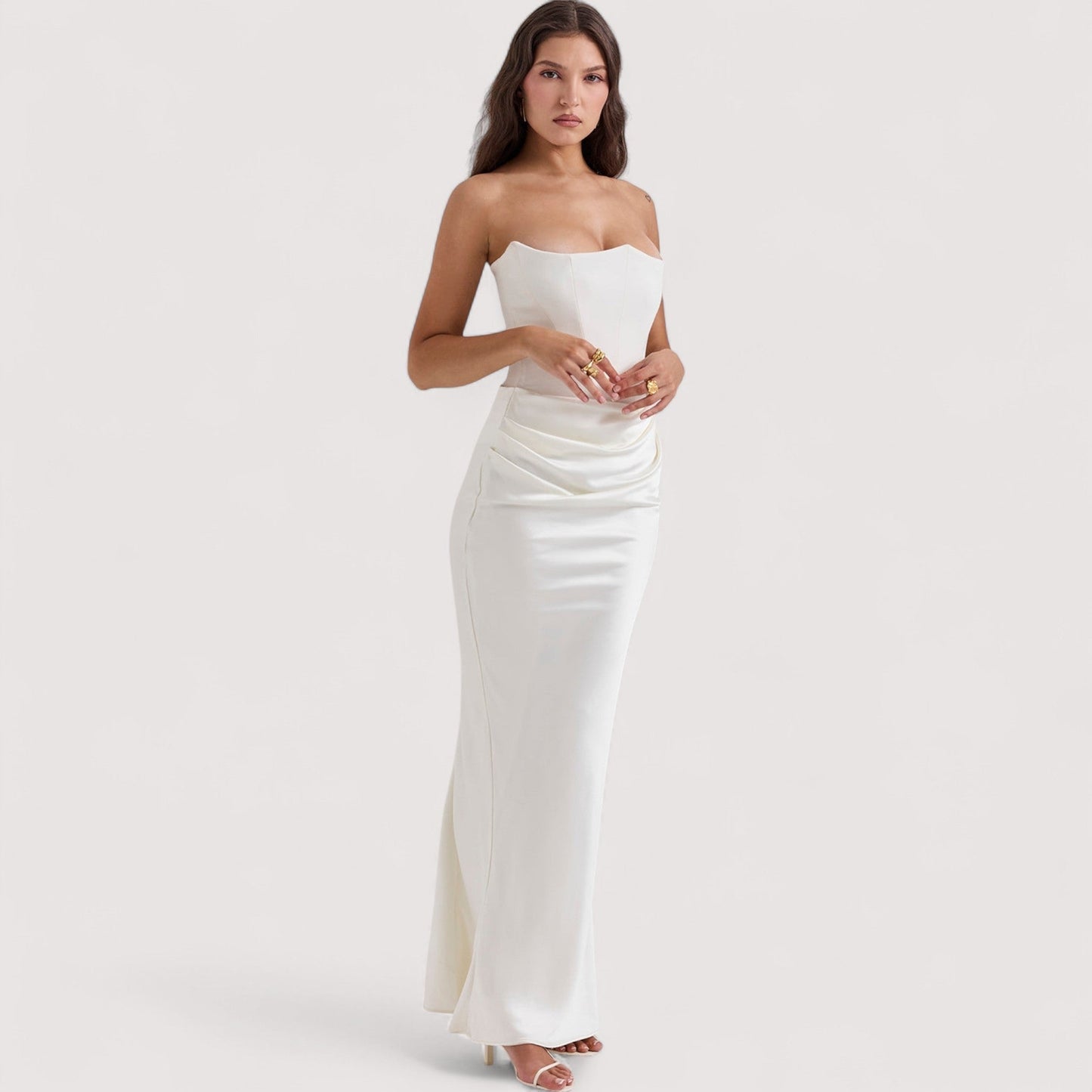 Damen Korsettkleid schulterfrei figurbetont elegant tailliert