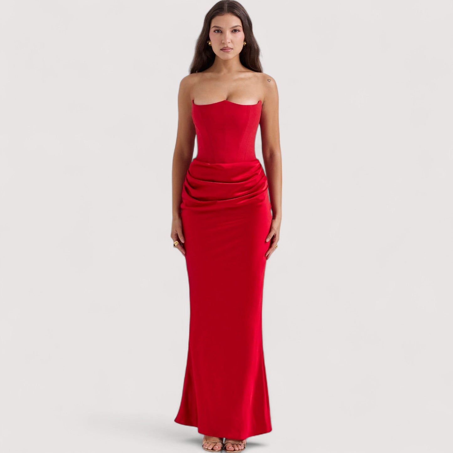 Damen Korsettkleid schulterfrei figurbetont elegant tailliert