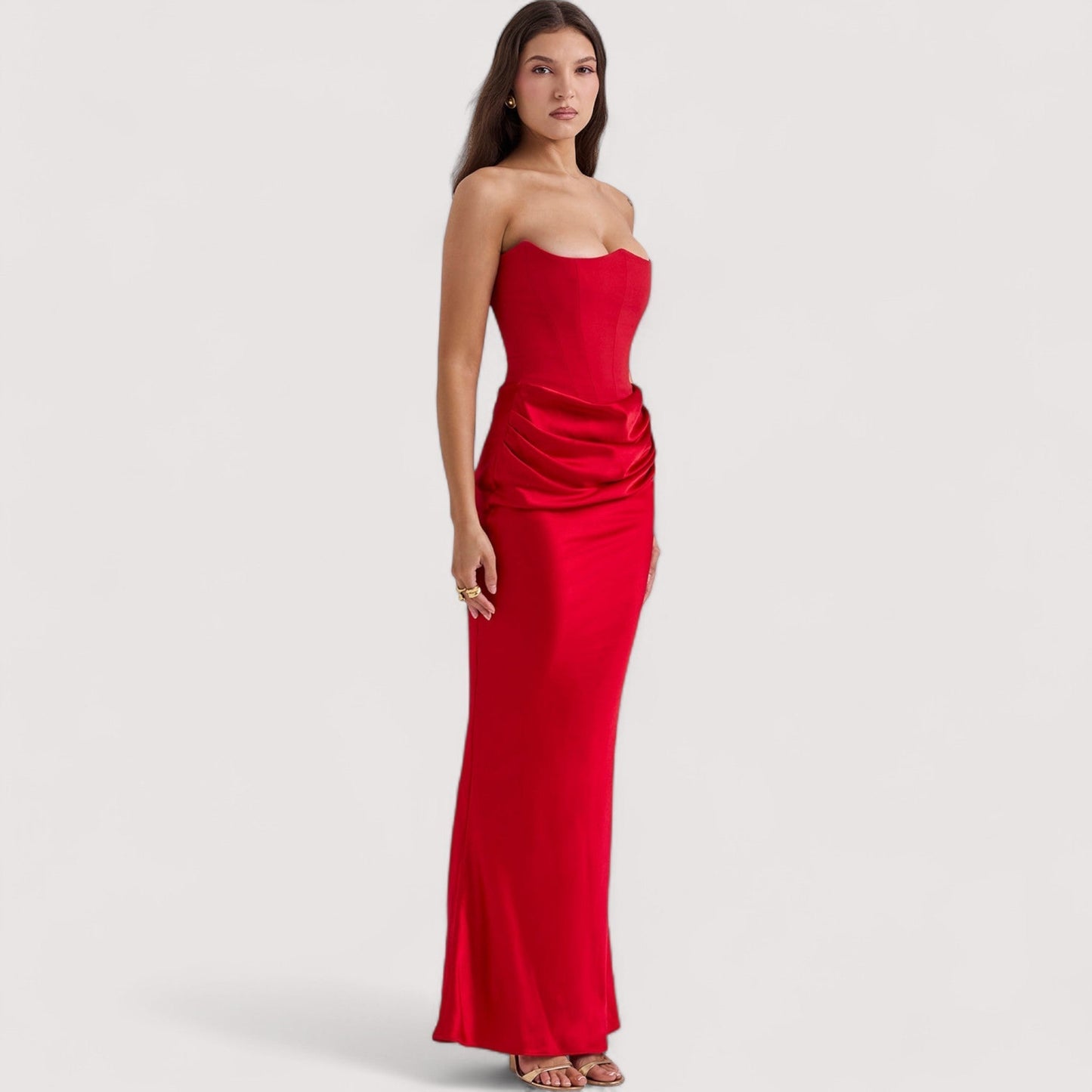 Damen Korsettkleid schulterfrei figurbetont elegant tailliert