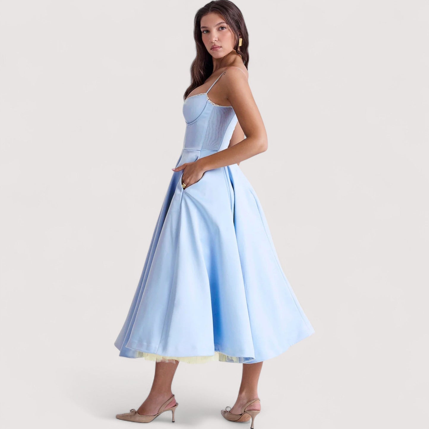Damen Sommerkleid korsettinspiriert figurbetont fließend elegant festlich vielseitig