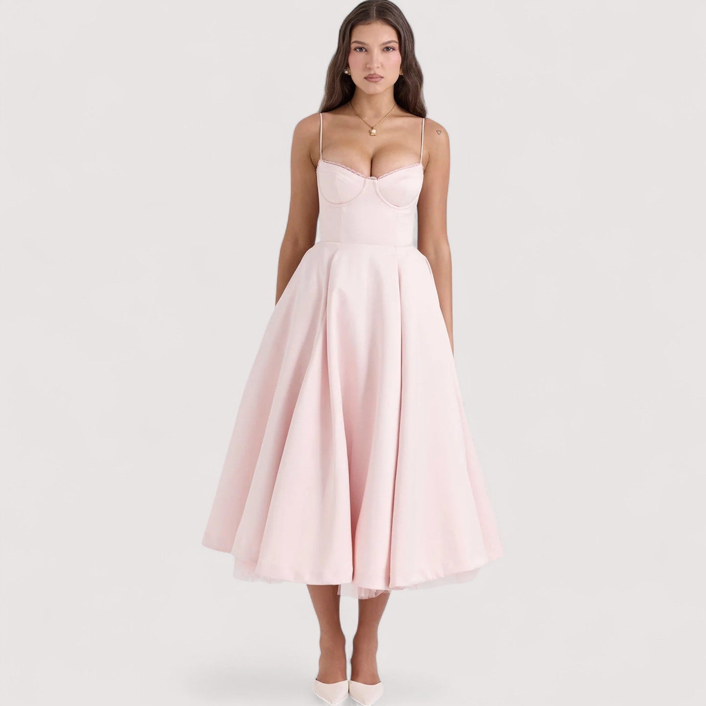 Damen Sommerkleid korsettinspiriert figurbetont fließend elegant festlich vielseitig
