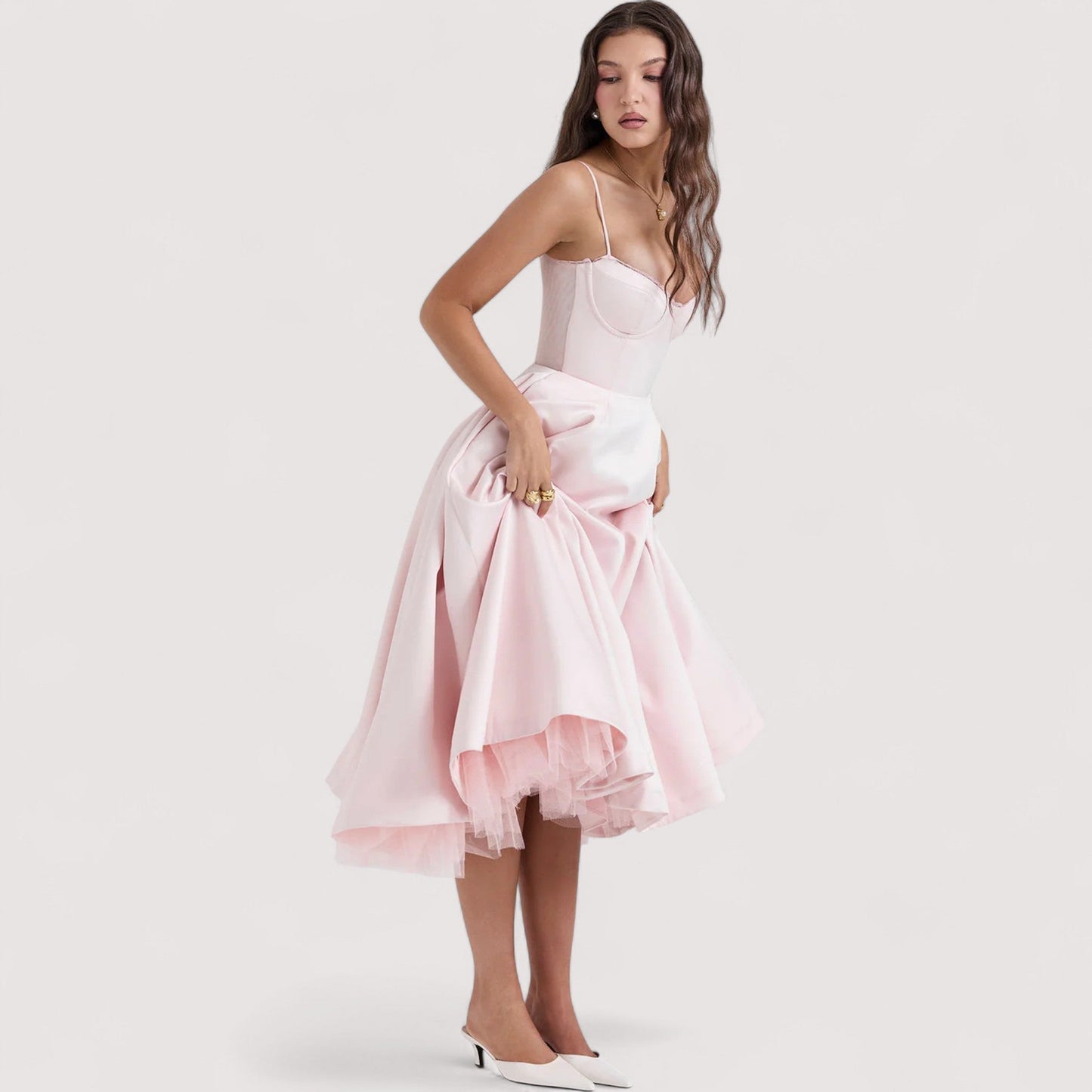 Damen Sommerkleid korsettinspiriert figurbetont fließend elegant festlich vielseitig