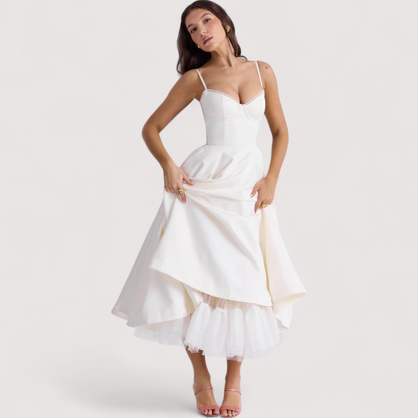 Damen Sommerkleid korsettinspiriert figurbetont fließend elegant festlich vielseitig
