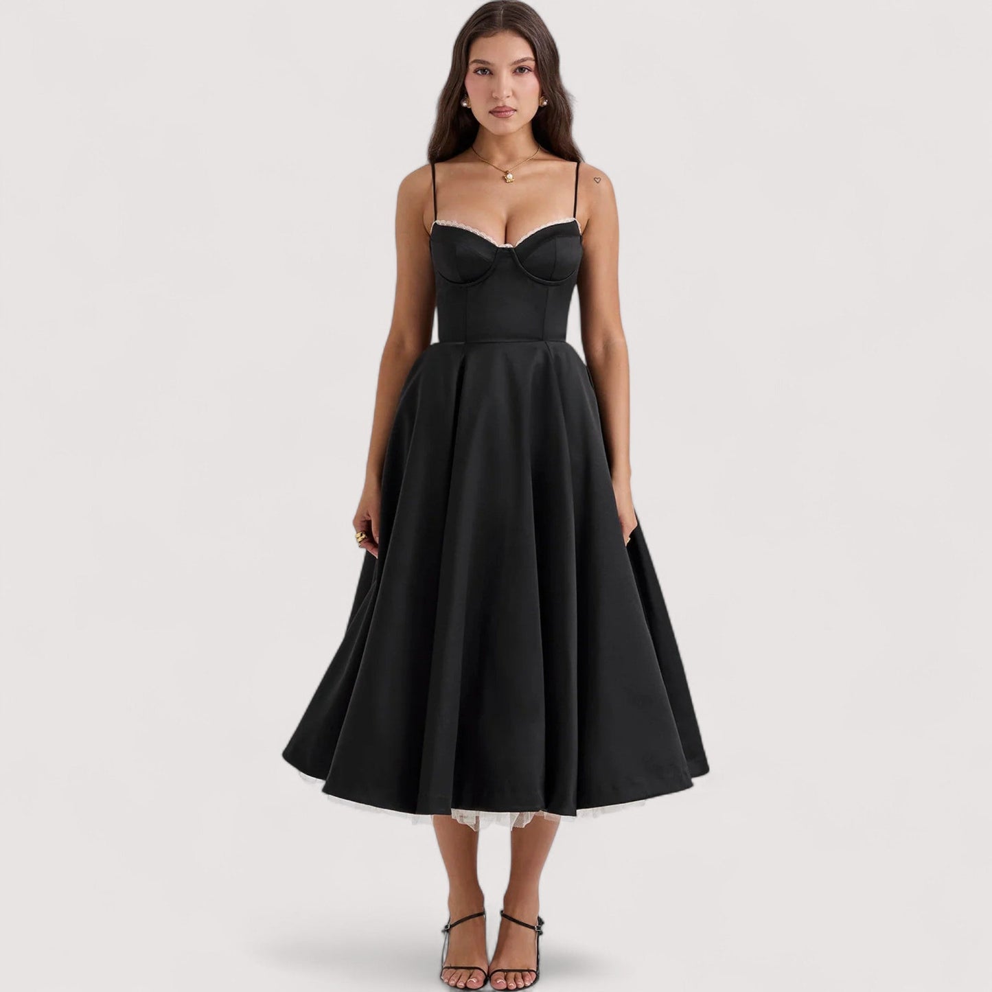 Damen Sommerkleid korsettinspiriert figurbetont fließend elegant festlich vielseitig