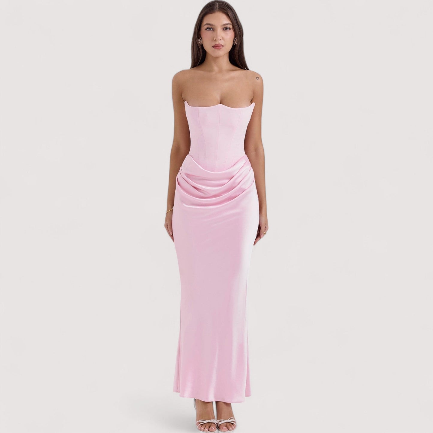 Damen Korsettkleid schulterfrei figurbetont elegant tailliert