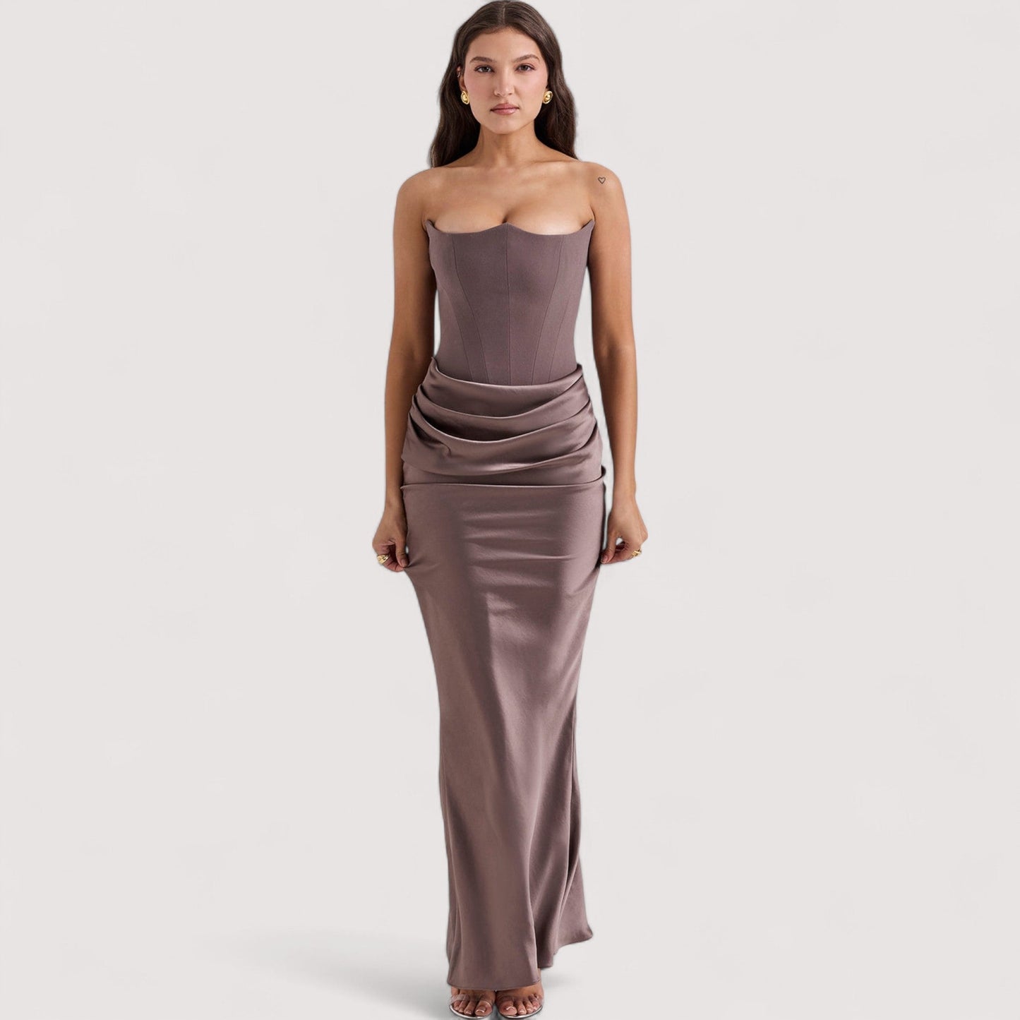 Damen Korsettkleid schulterfrei figurbetont elegant tailliert