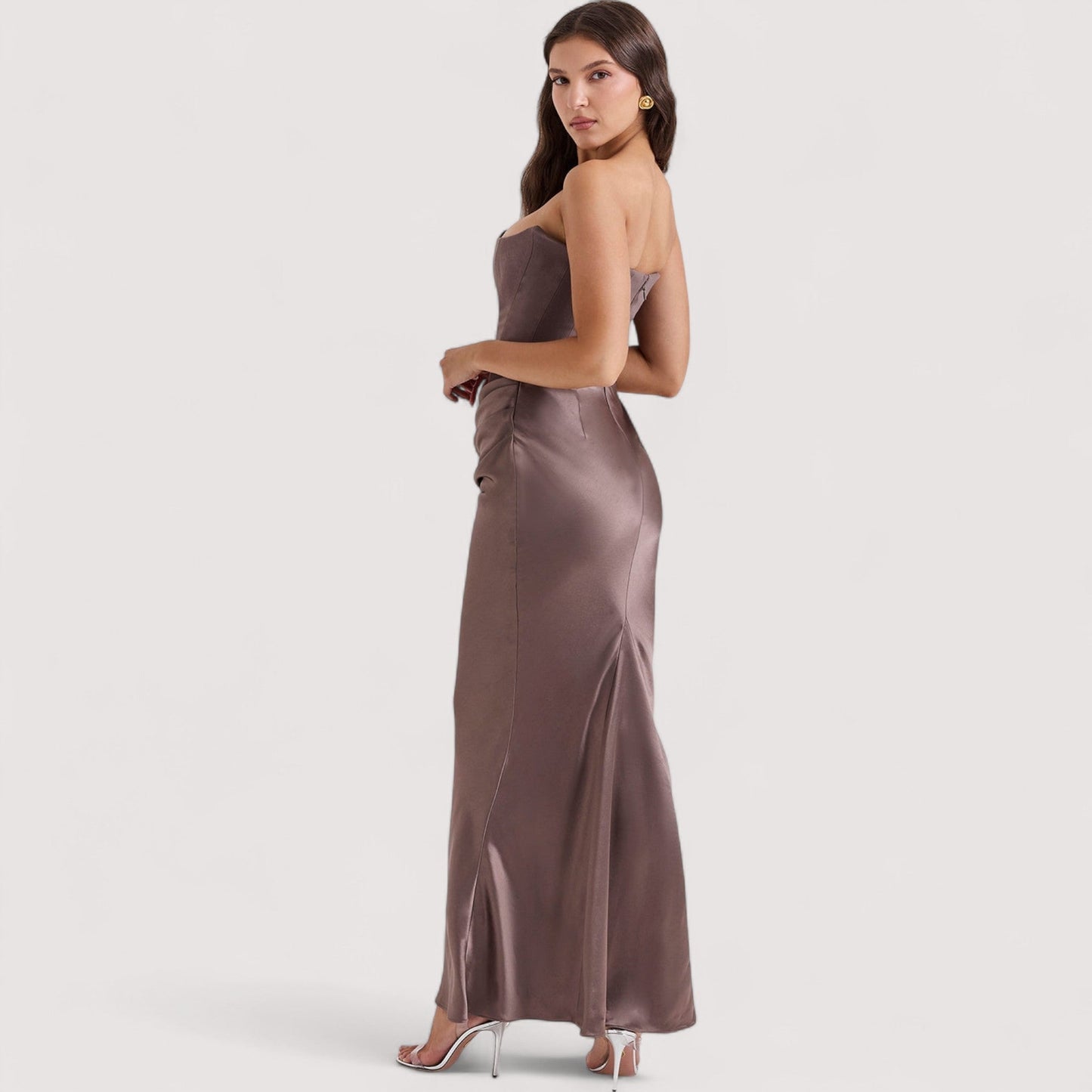 Damen Korsettkleid schulterfrei figurbetont elegant tailliert