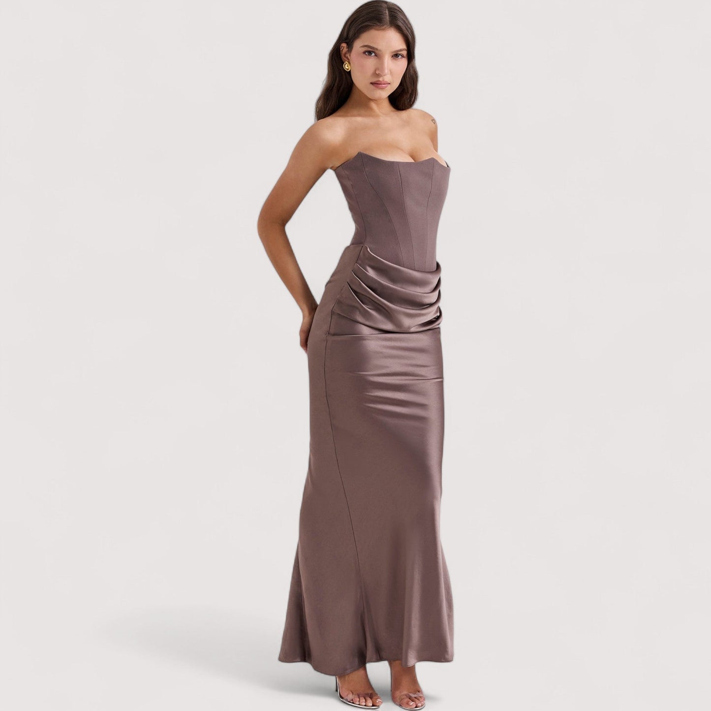 Damen Korsettkleid schulterfrei figurbetont elegant tailliert