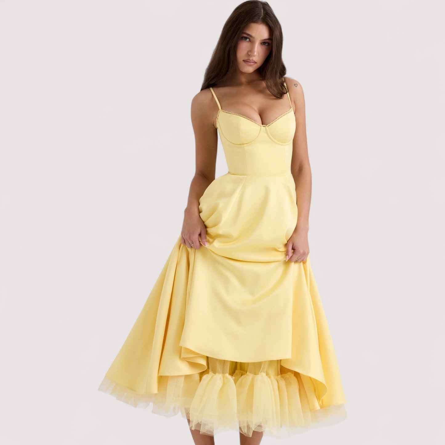 Damen Sommerkleid korsettinspiriert figurbetont fließend elegant festlich vielseitig