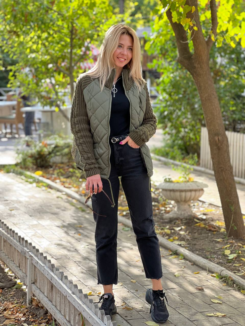 Damen Strickjacke Patchwork einfarbig Langarm Lockerer Fit Hüftlang Freizeit Übergangsjacke Strick