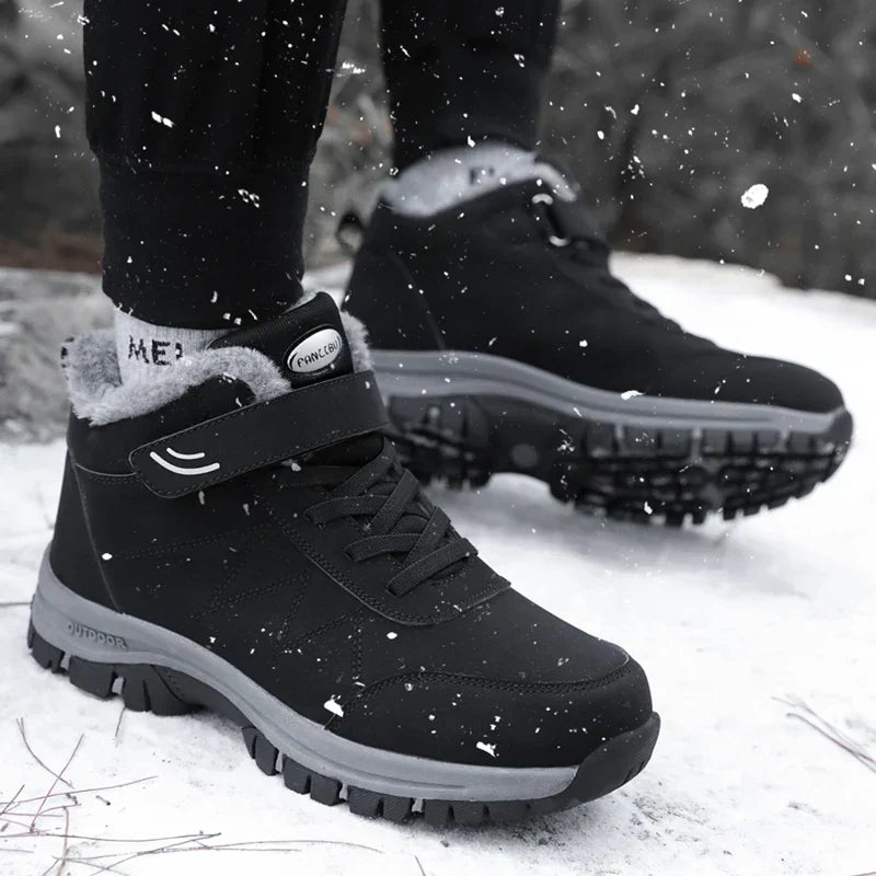 Unisex Winterstiefel gefüttert rutschfest breite Zehenbox Klettverschluss wasserabweisend