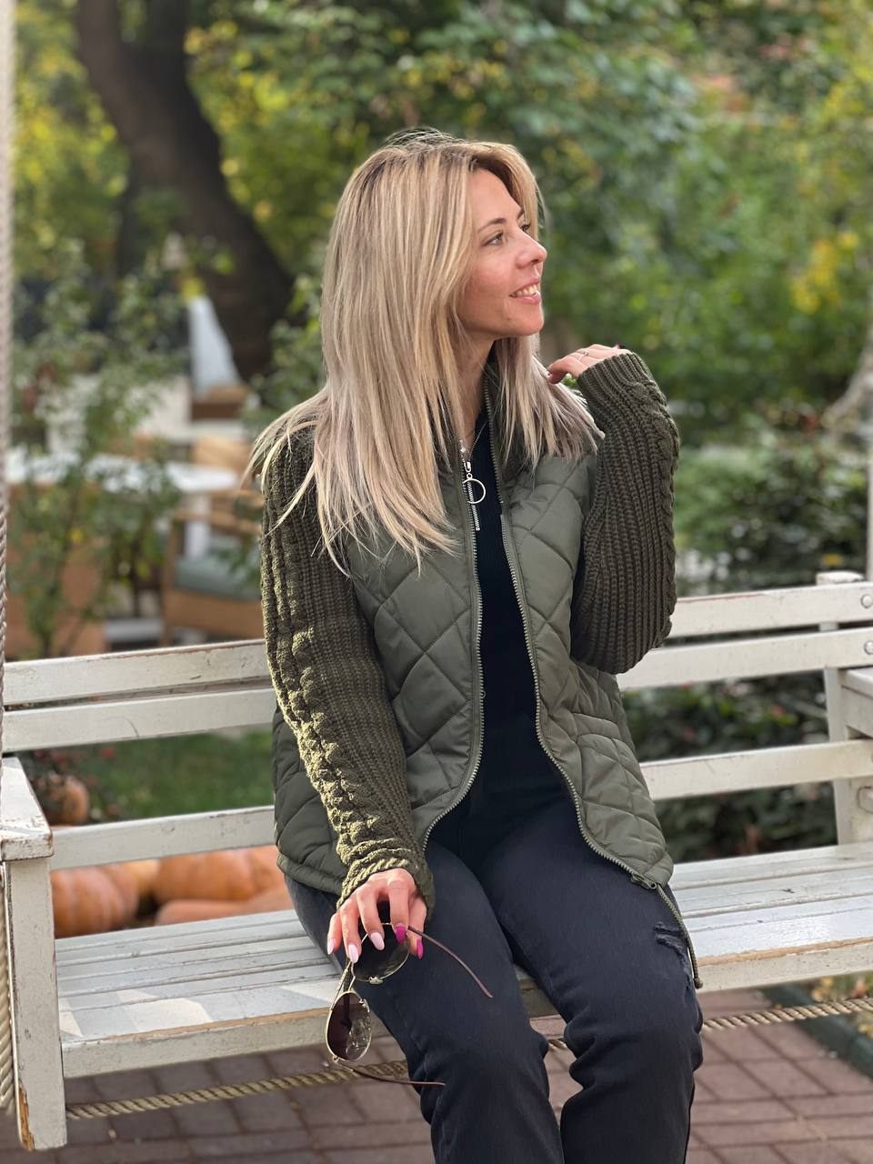Damen Strickjacke Patchwork einfarbig Langarm Lockerer Fit Hüftlang Freizeit Übergangsjacke Strick