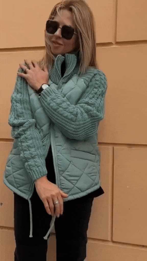 Damen Strickjacke Patchwork einfarbig Langarm Lockerer Fit Hüftlang Freizeit Übergangsjacke Strick