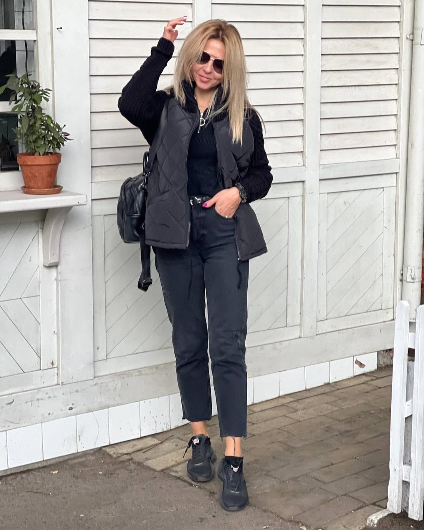 Damen Steppjacke Langarm Strickärmel Hoher Kragen Regular Fit Freizeit Übergangsjacke
