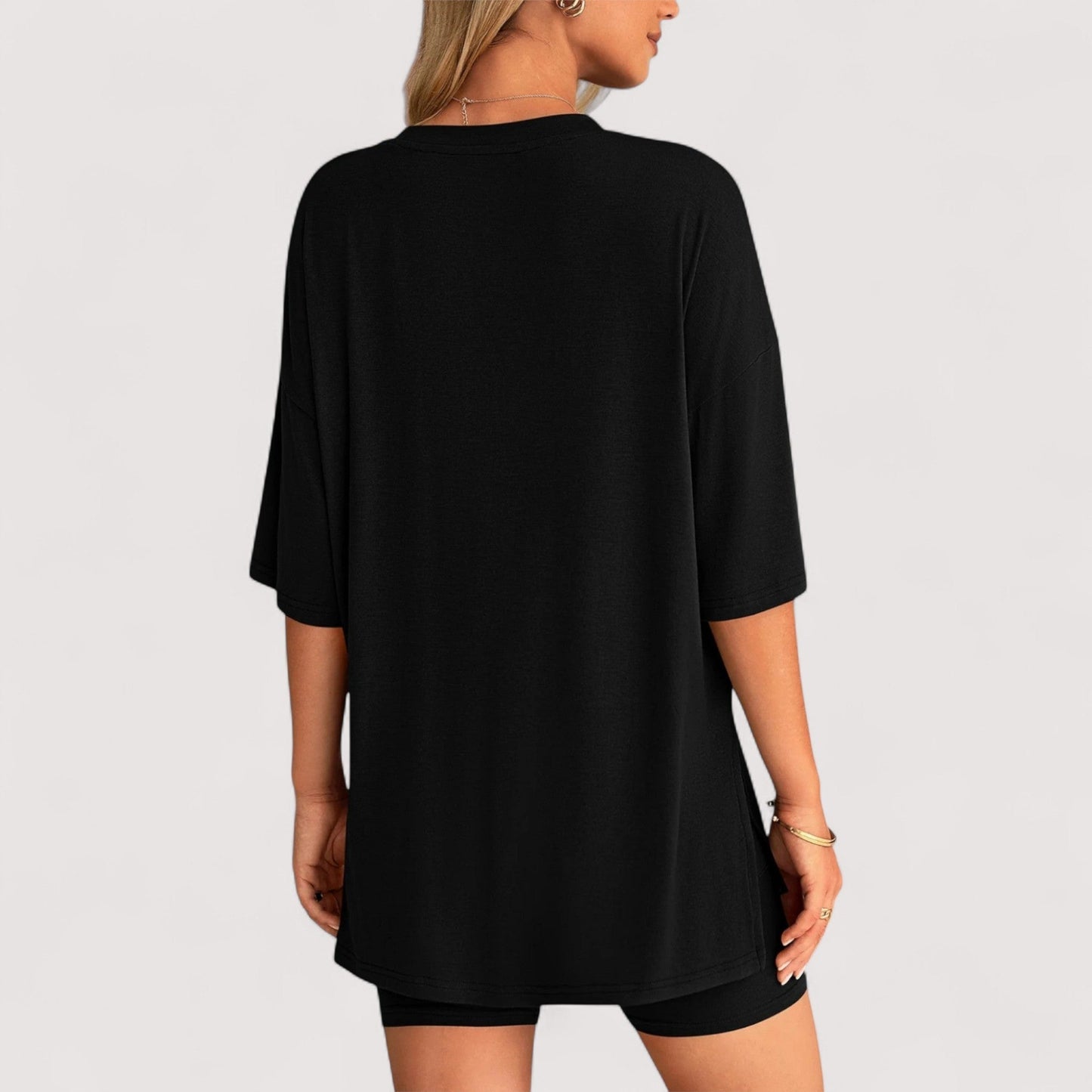 Damen T-Shirt und Shorts Set locker geschnitten hoch taillierte Shorts bequem atmungsaktiv vielseitig