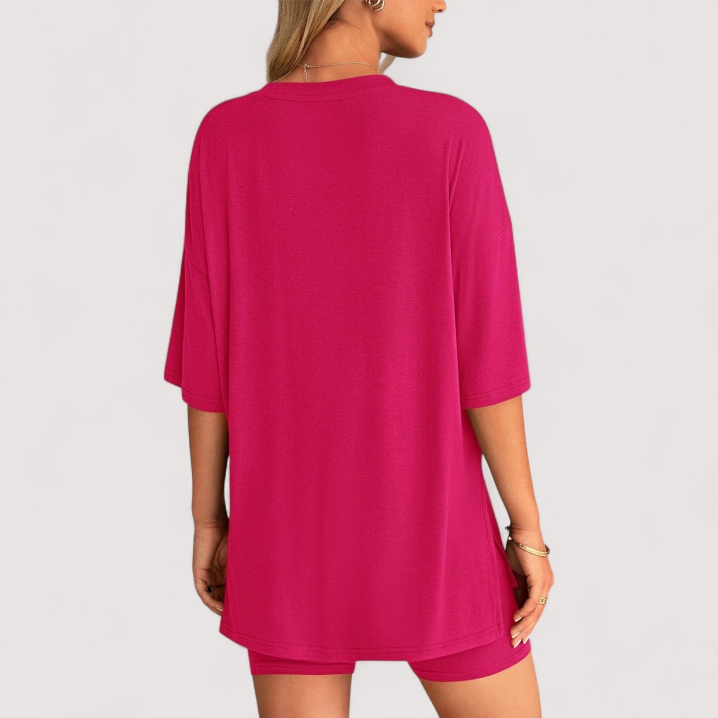 Damen T-Shirt und Shorts Set locker geschnitten hoch taillierte Shorts bequem atmungsaktiv vielseitig