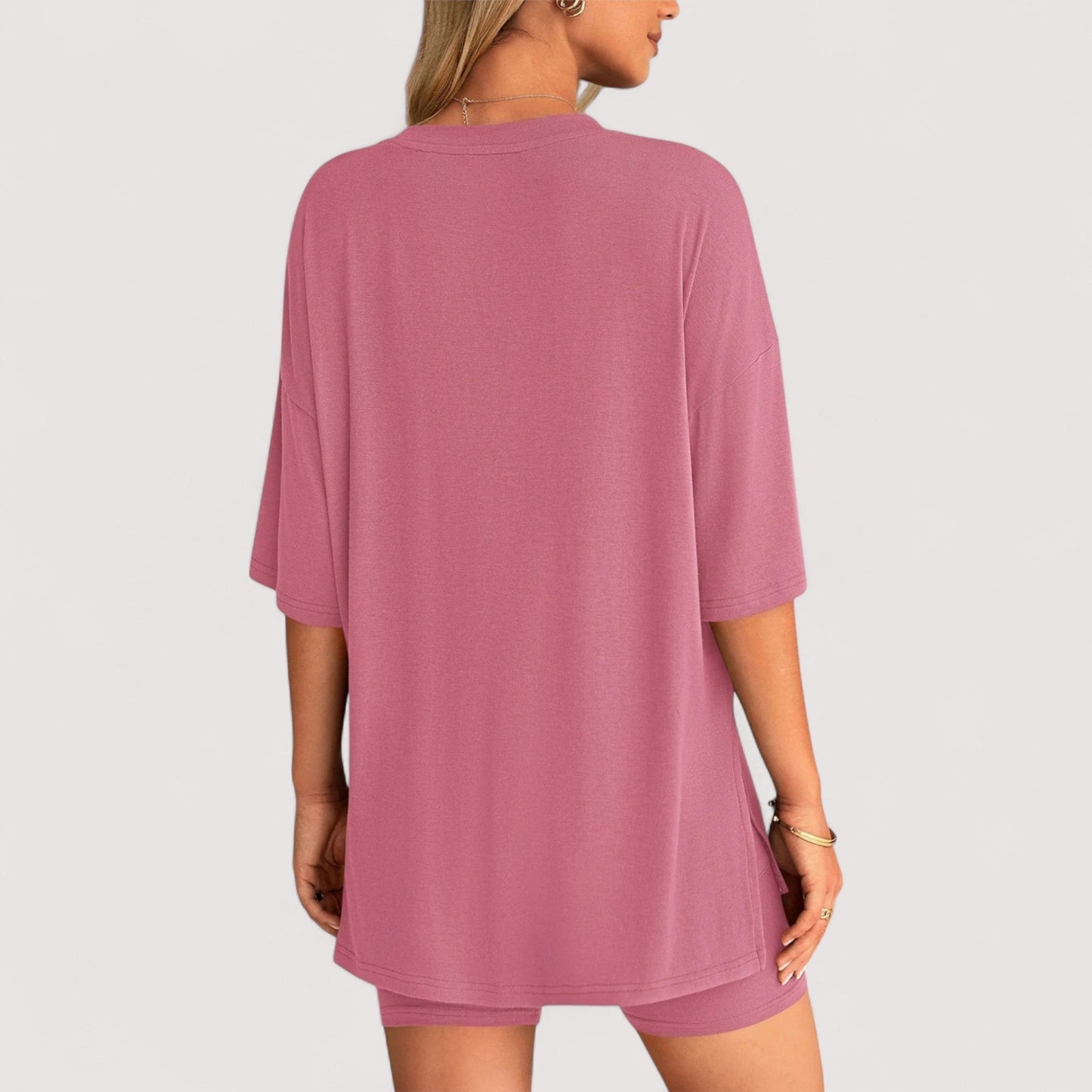 Damen T-Shirt und Shorts Set locker geschnitten hoch taillierte Shorts bequem atmungsaktiv vielseitig