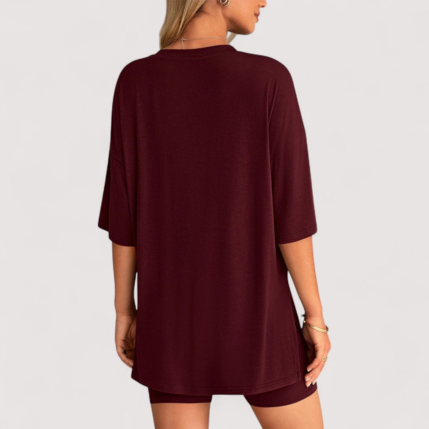 Damen T-Shirt und Shorts Set locker geschnitten hoch taillierte Shorts bequem atmungsaktiv vielseitig