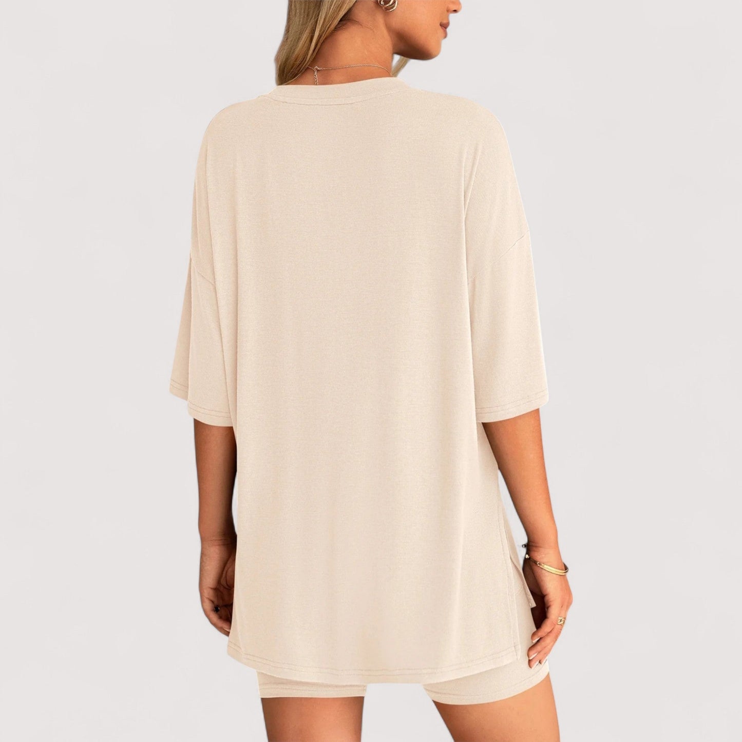 Damen T-Shirt und Shorts Set locker geschnitten hoch taillierte Shorts bequem atmungsaktiv vielseitig